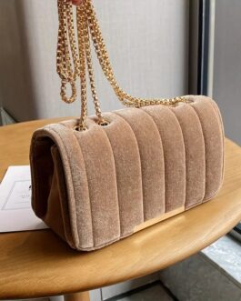 Vintage Textured Velvet Square Shoulder Bag