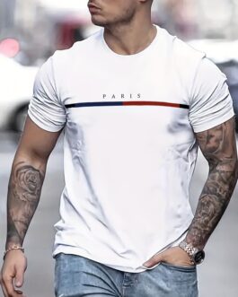 “PARIS” Print Men’s Comfy Casual T-shirt
