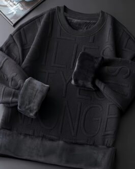 Stylish Men’s Plus Velvet Thick Warm Sweatshirt