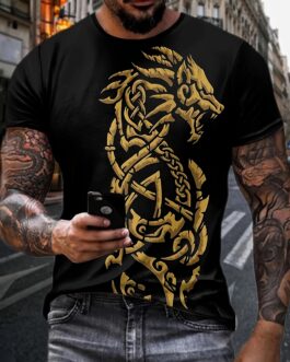 Dragon Skeleton Print T-shirt
