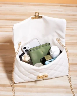 Fluffy Handle Quilted Flap Square Bag