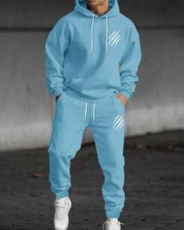 Claw Printed Fleece Lined Hoodie And Pants Set