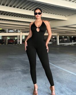 Solid Color Sexy Backless Butterfly Back Detail Bodysuit