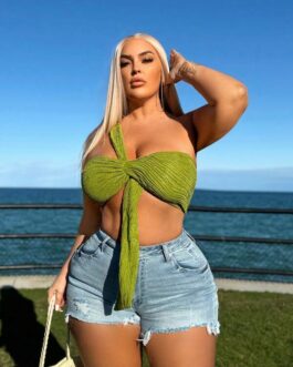 One Shoulder Twist Front Crop Top