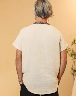 Comfortable Casual Shirt With Floral Patchwork Woven