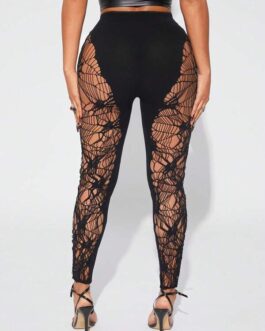 Sexy Lace Patchwork See-Through Pants