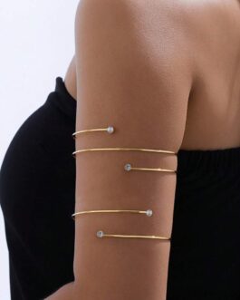 2pcs Double-Layer Crystal Armband And Single-Layer Arm Cuff Set