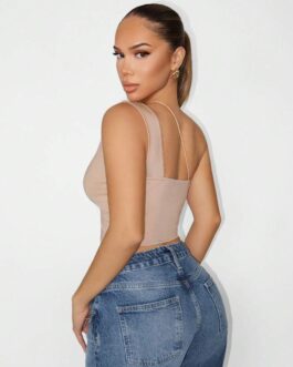 Sexy Cross Front Backless Camisole Crop Top