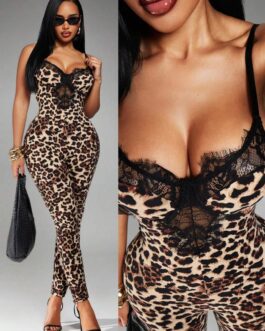Lace Patchwork Spaghetti Strap Jumpsuit